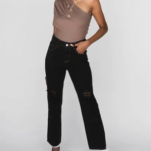 Vestique Black Denim Jeans, Ripped at knees, size small, never been worn!